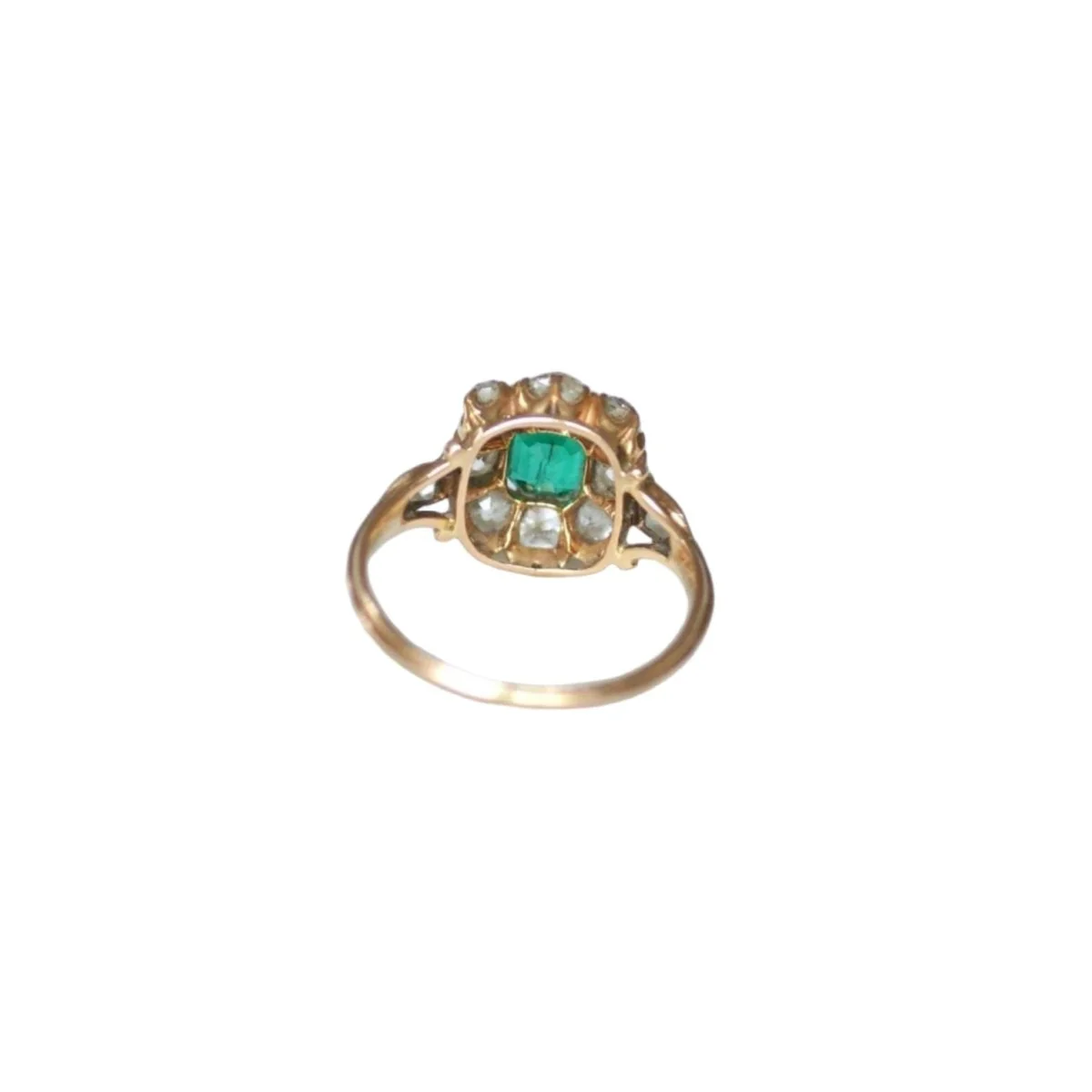 Bague Marguerite en or rose, émeraude, et diamants - Image 5