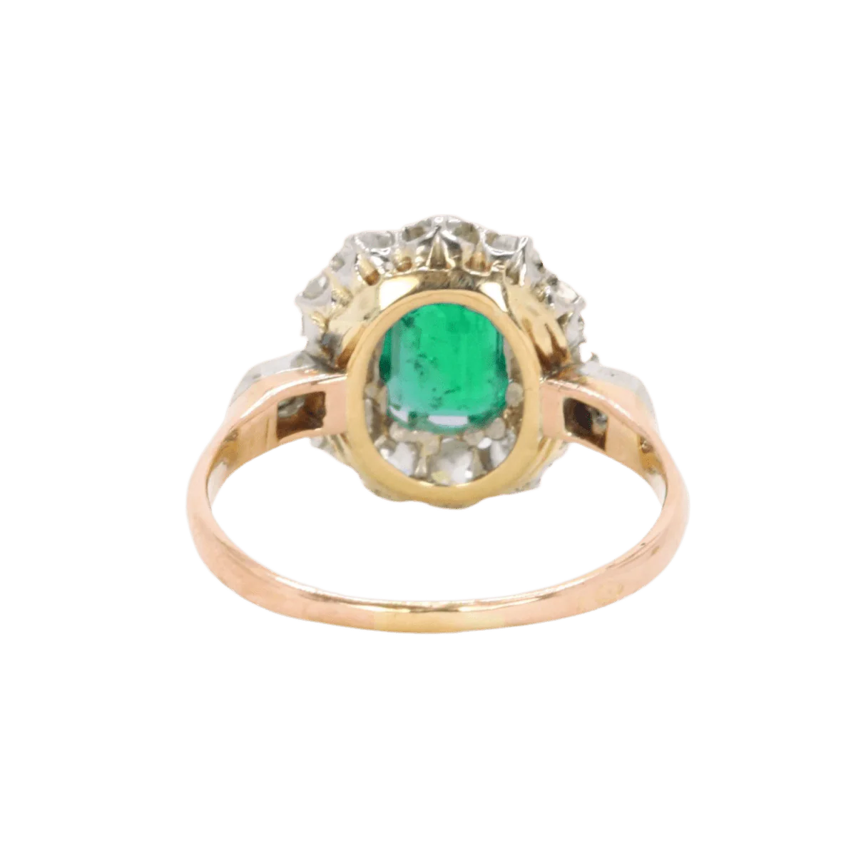 Bague Marguerite en or rose, or blanc, émeraude et diamants - Image 4