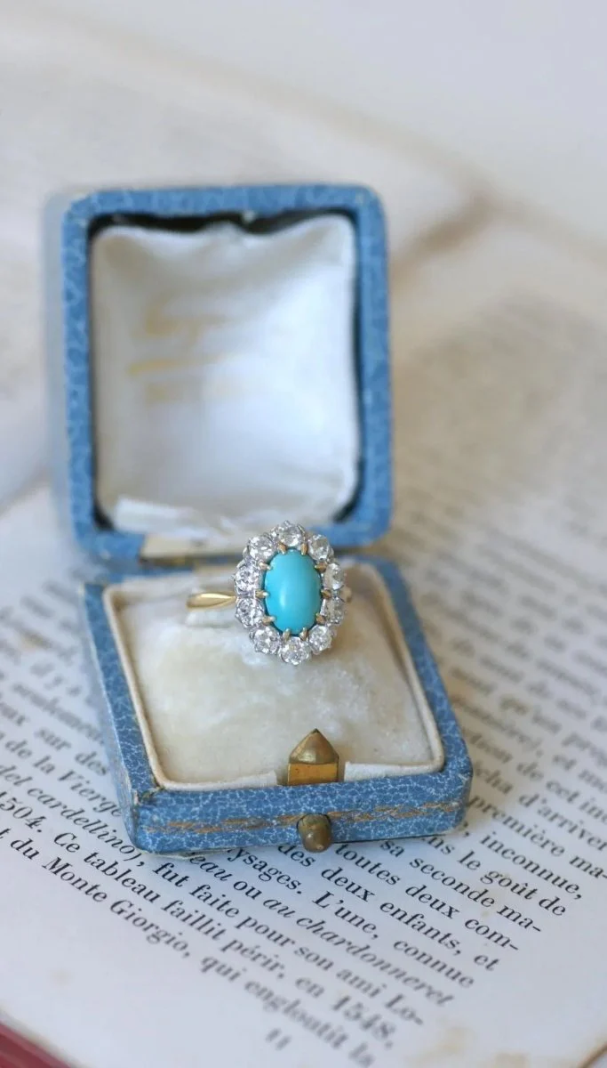 Bague Marguerite Turquoise et Diamants - Image 2