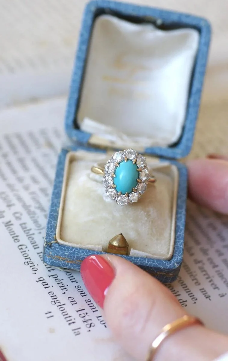 Bague Marguerite Turquoise et Diamants - Image 4