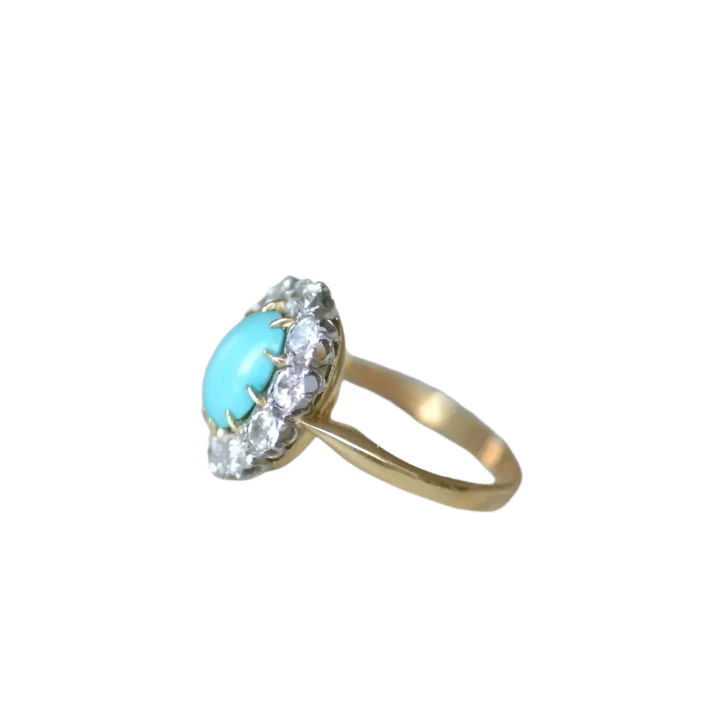 Bague Marguerite Turquoise et Diamants - Image 5