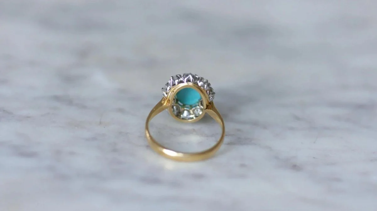 Bague Marguerite Turquoise et Diamants - Image 7