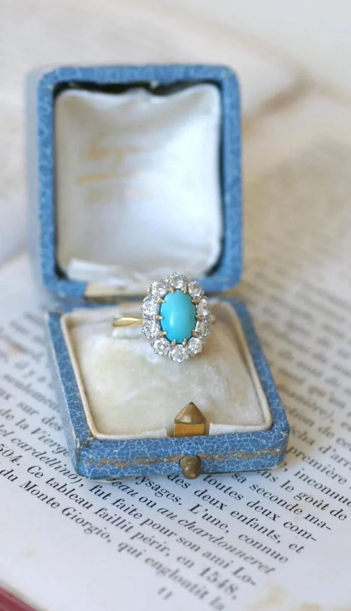 Bague Marguerite Turquoise et Diamants - Image 8