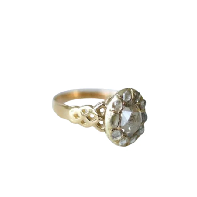 Bague marguerite diamant rose couronnée - Image 3