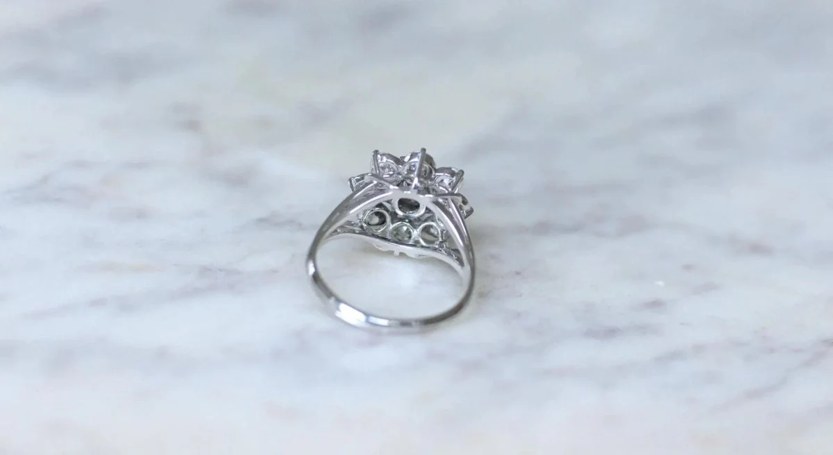 Bague Marguerite Diamants 2.10 Cts Or blanc - Image 10