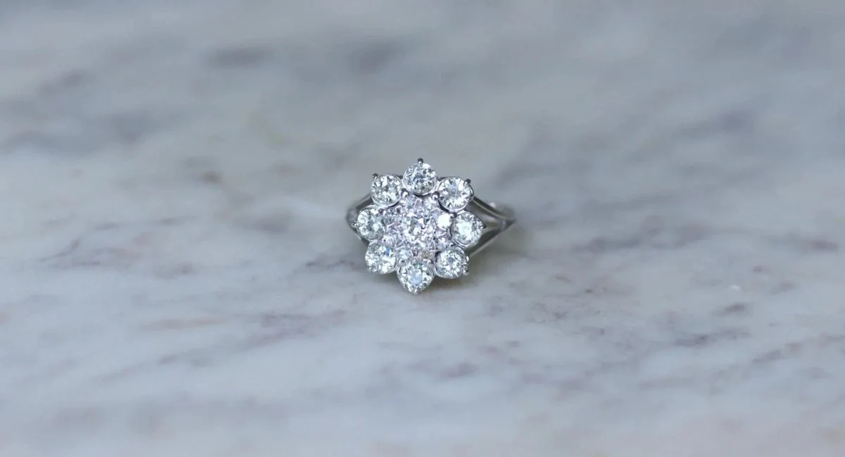 Bague Marguerite Diamants 2.10 Cts Or blanc - Image 5