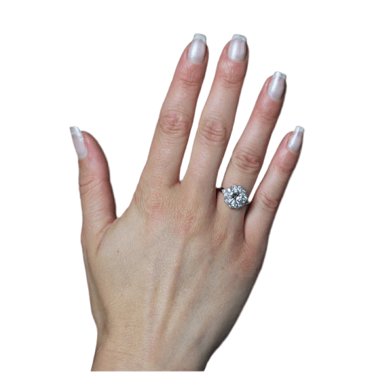 Bague Marguerite en or jaune, platine et diamants - Image 2