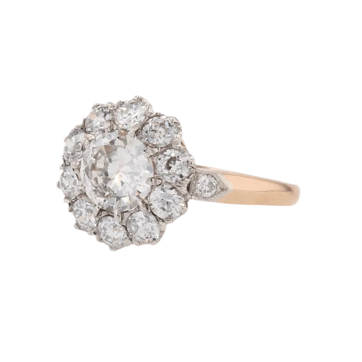 Bague Marguerite en or jaune, platine et diamants - Image 3