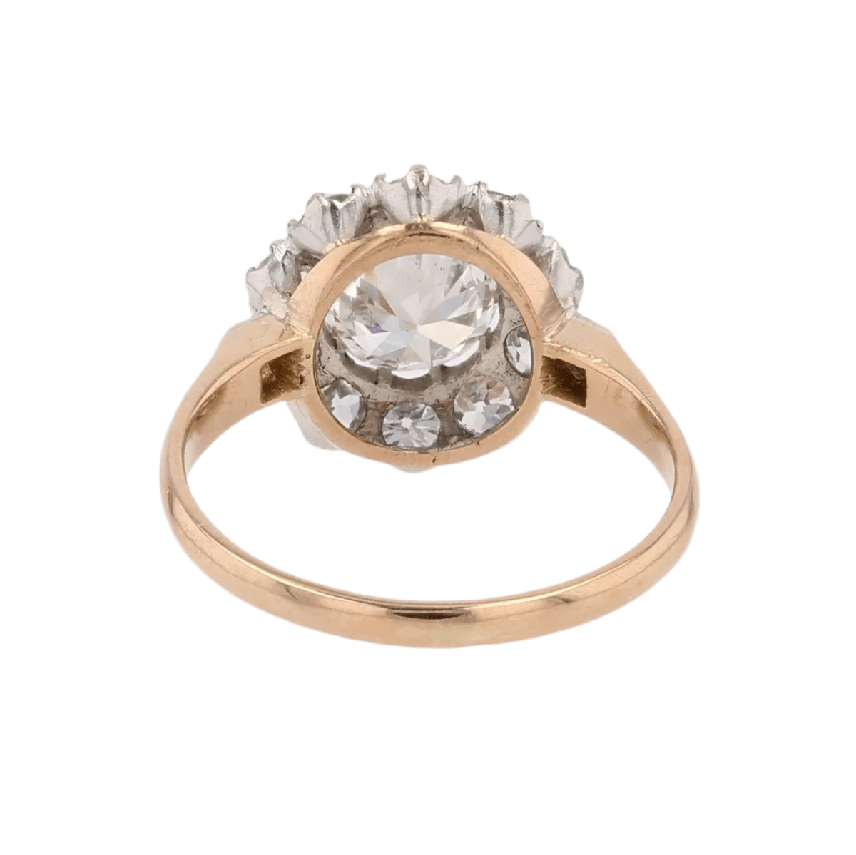 Bague Marguerite en or jaune, platine et diamants - Image 4