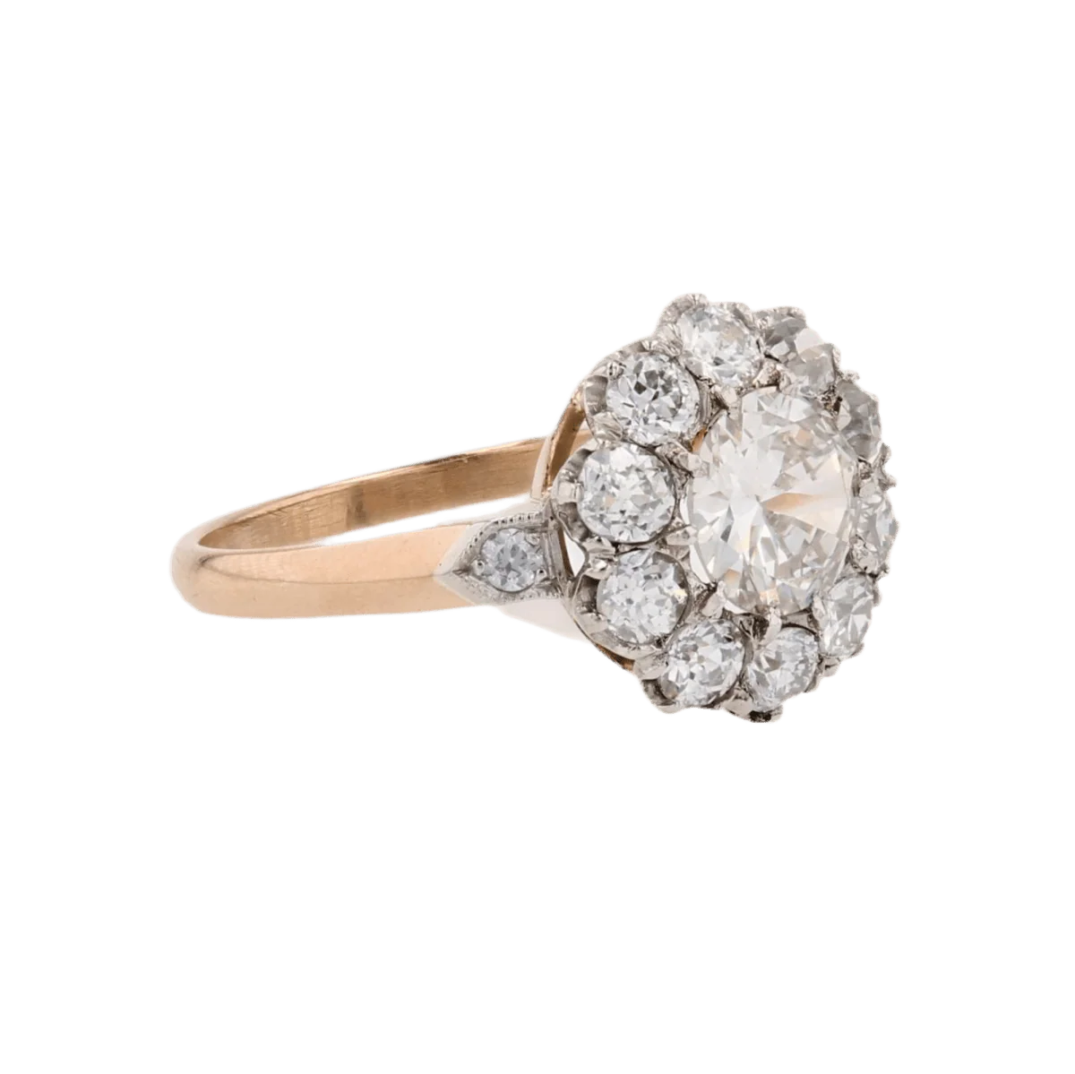 Bague Marguerite en or jaune, platine et diamants - Image 5