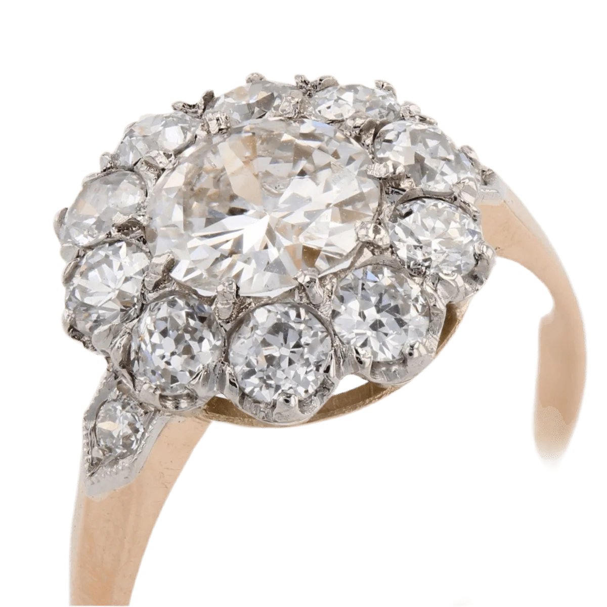 Bague Marguerite en or jaune, platine et diamants - Image 7