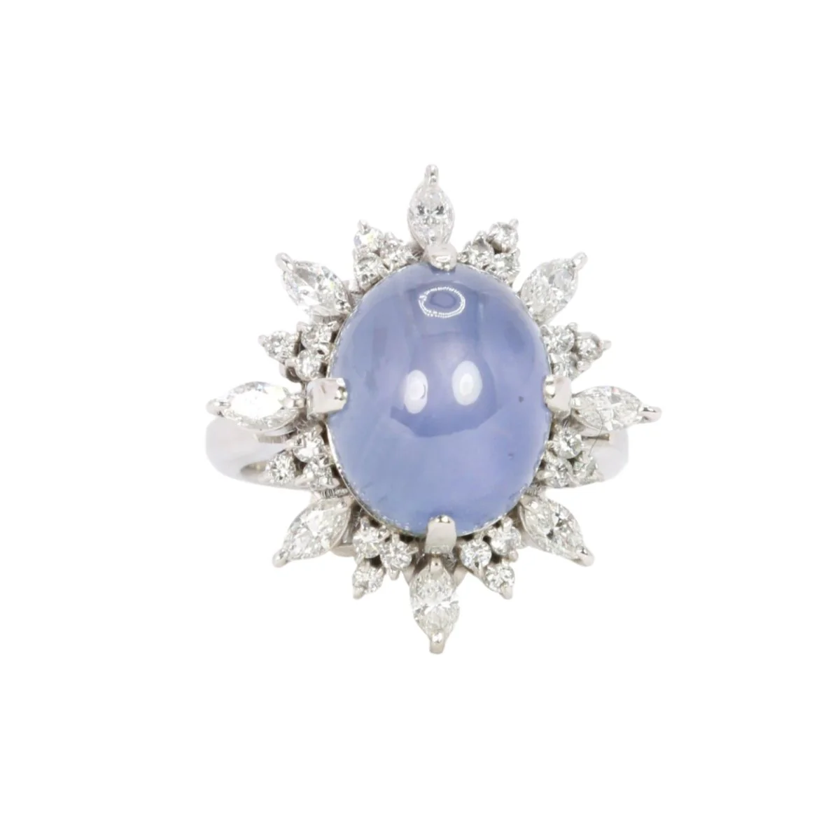 Bague Marguerite en platine, saphir et diamants