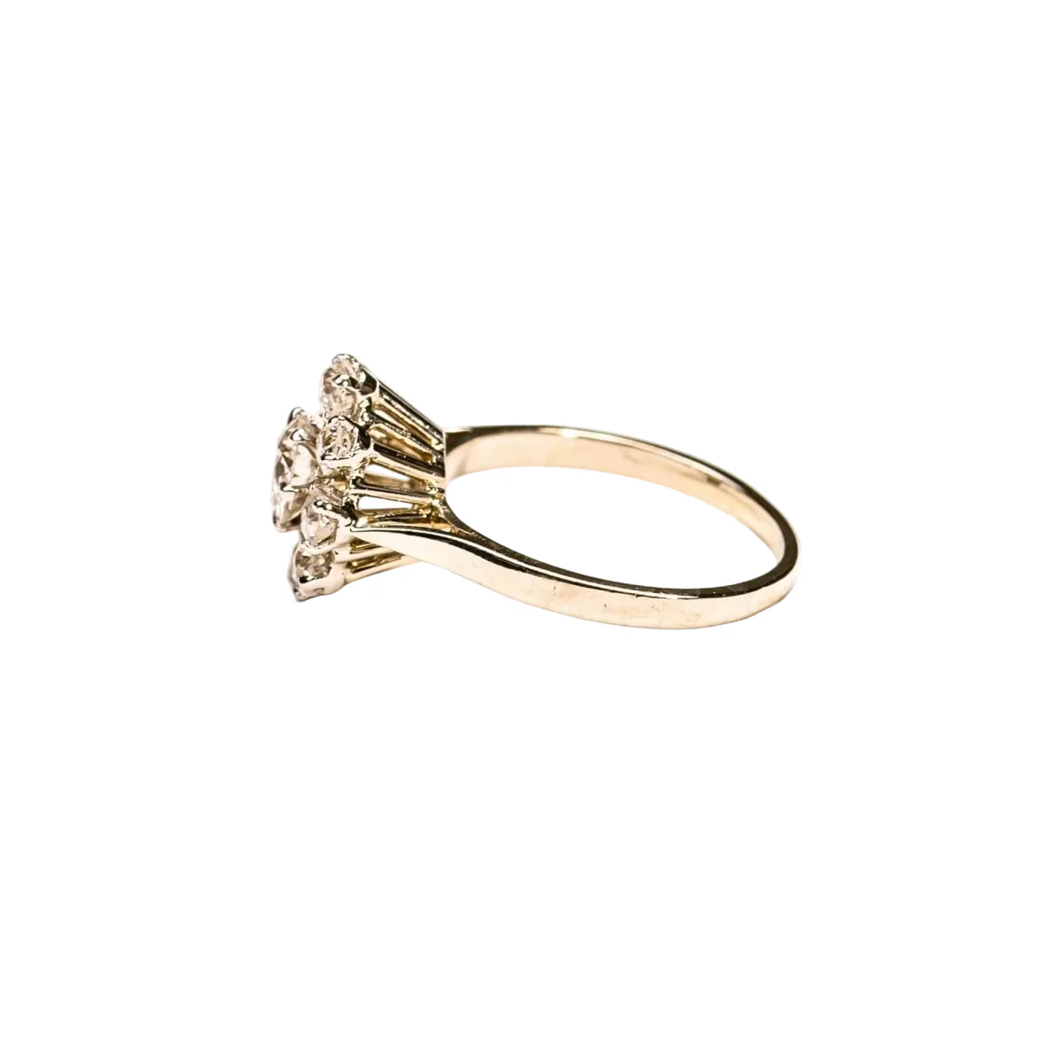 Bague Marguerite diamants en or blanc et platine - Image 3