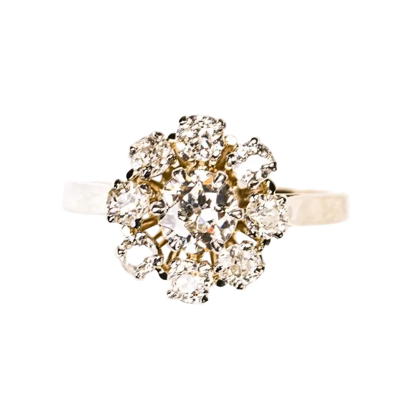 Bague Marguerite diamants en or blanc et platine - Image 4