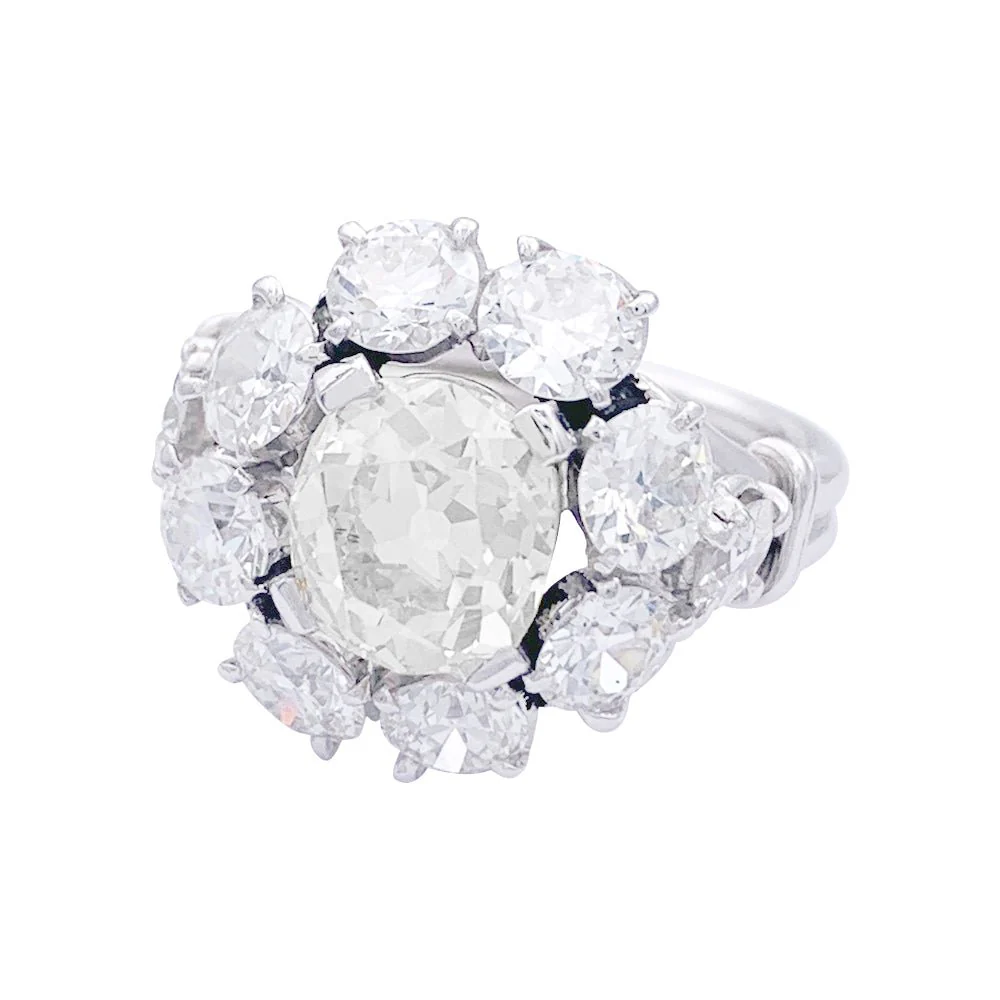 Bague Marguerite en platine et diamants