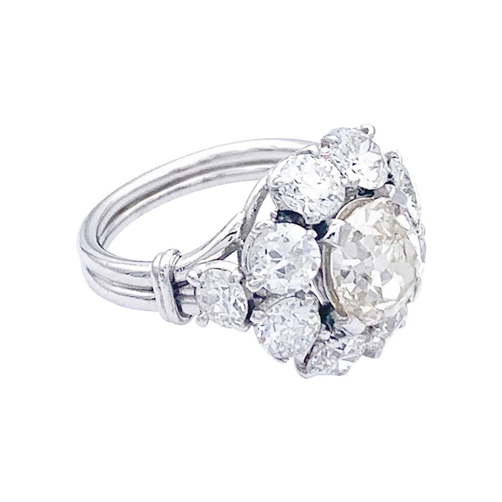Bague Marguerite en platine et diamants - Image 2