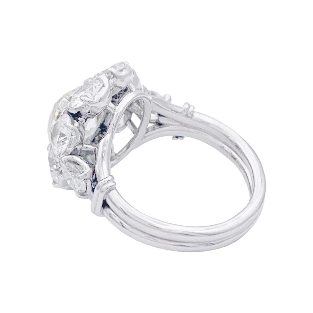 Bague Marguerite en platine et diamants - Image 3