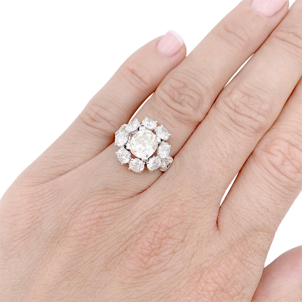 Bague Marguerite en platine et diamants - Image 5