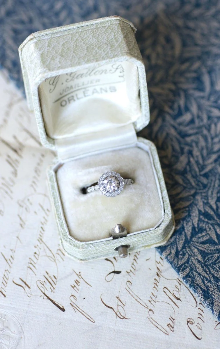 Bague Marguerite Art Deco Diamants sur Platine - Image 10