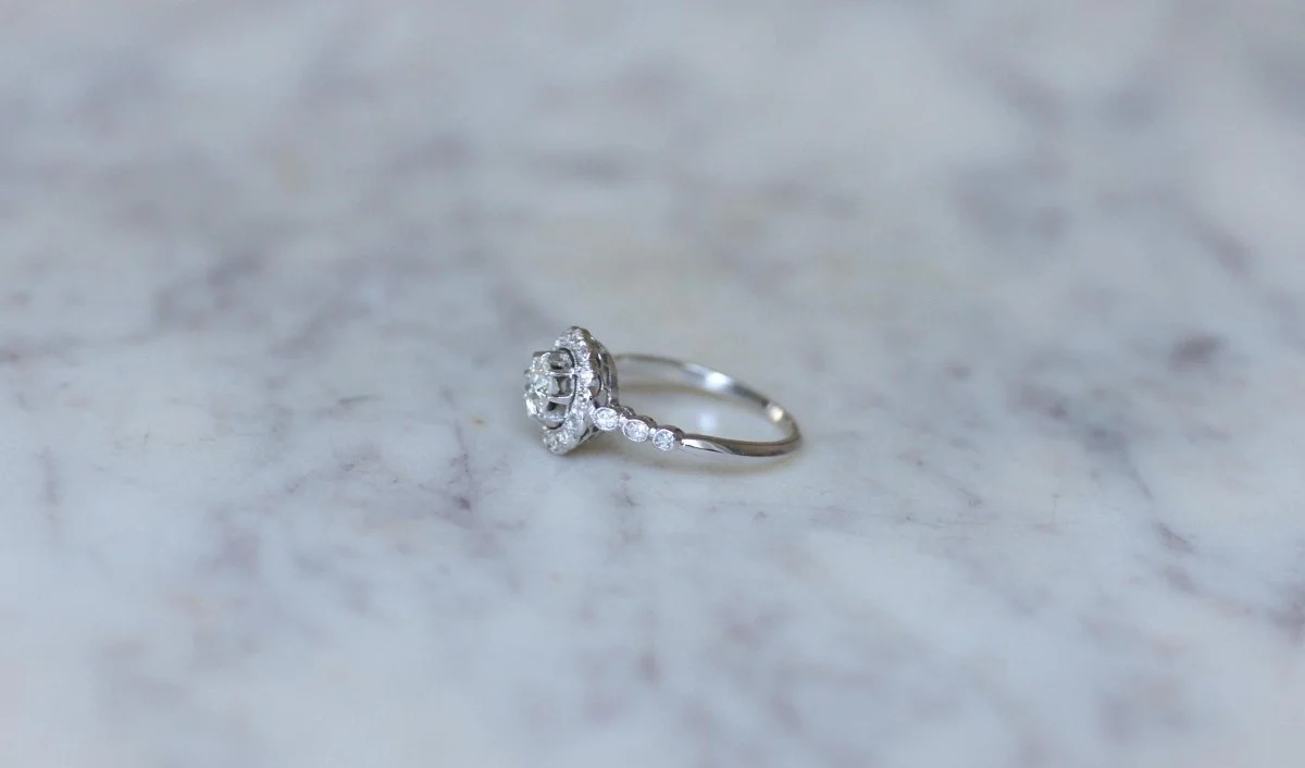 Bague Marguerite Art Deco Diamants sur Platine - Image 4