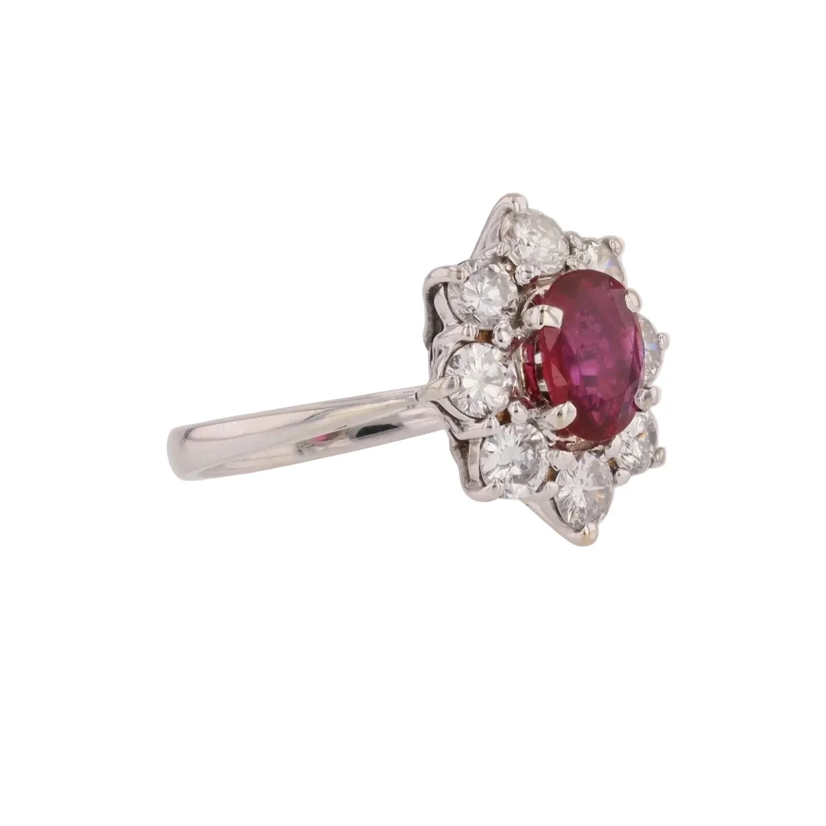 Bague Marguerite en or blanc, rubis et diamants - Image 5