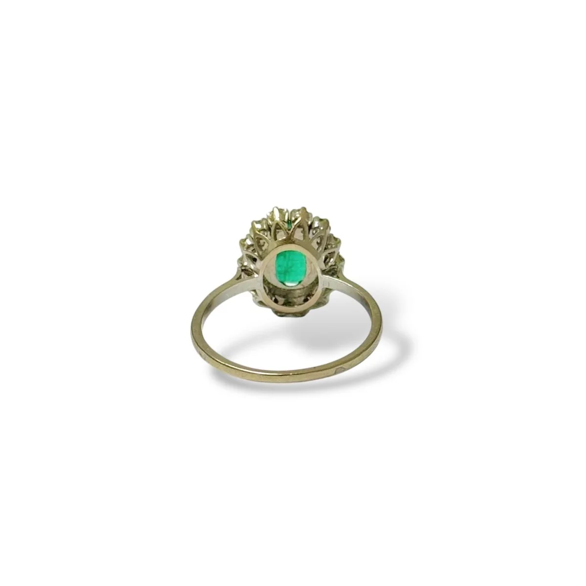 Bague marguerite en or blanc, émeraude et diamants - Image 5