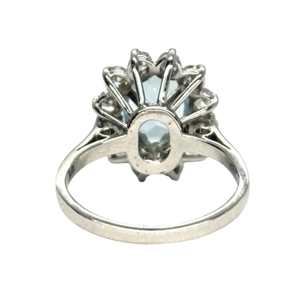 Bague Marguerite en or blanc, aigue-marine et diamants - Image 4