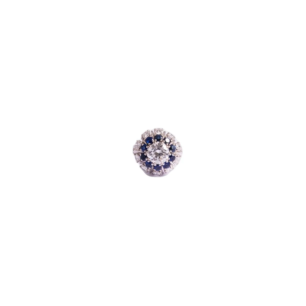 Bague Marguerite en or blanc et en diamants et saphirs