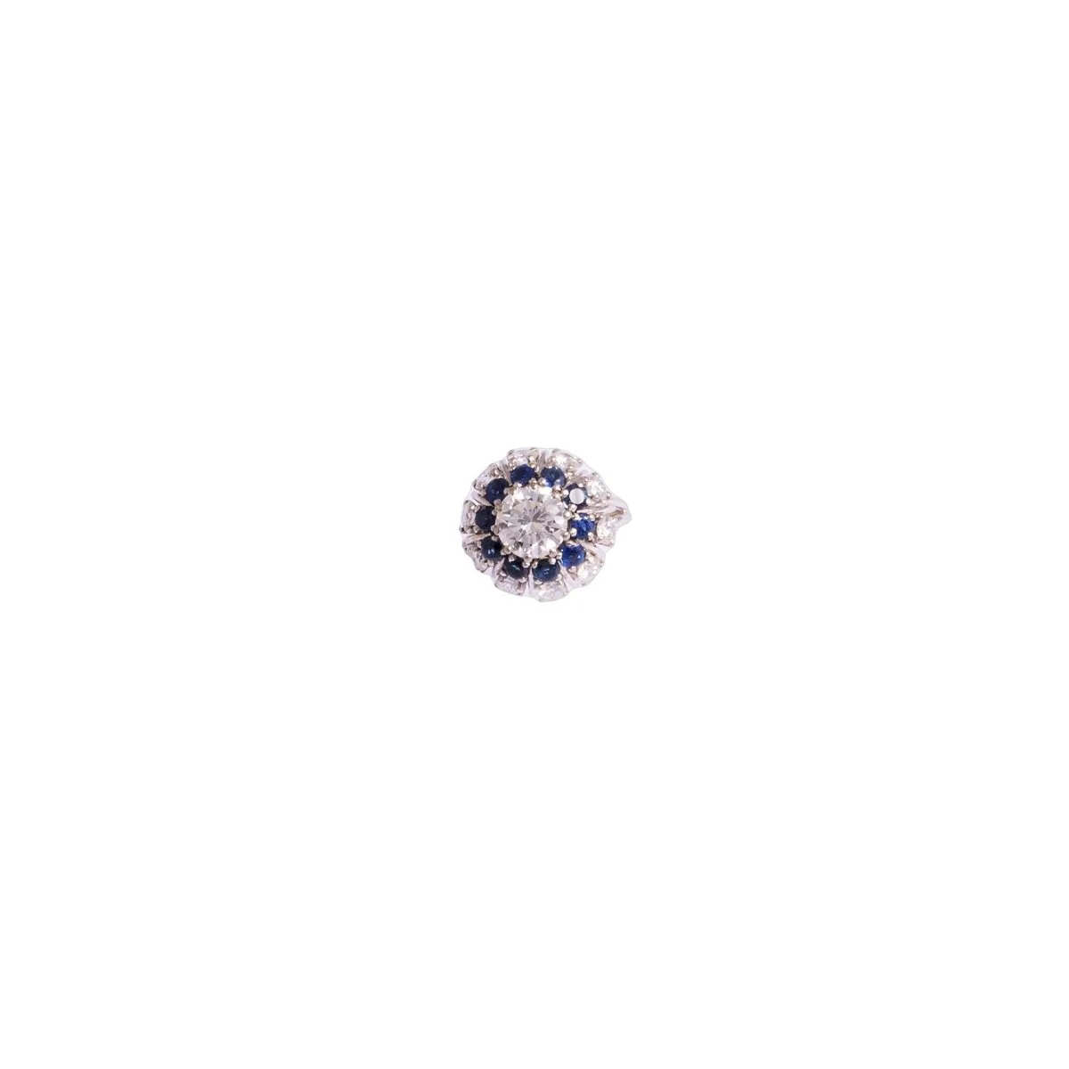 Bague Marguerite en or blanc et en diamants et saphirs - Image 2