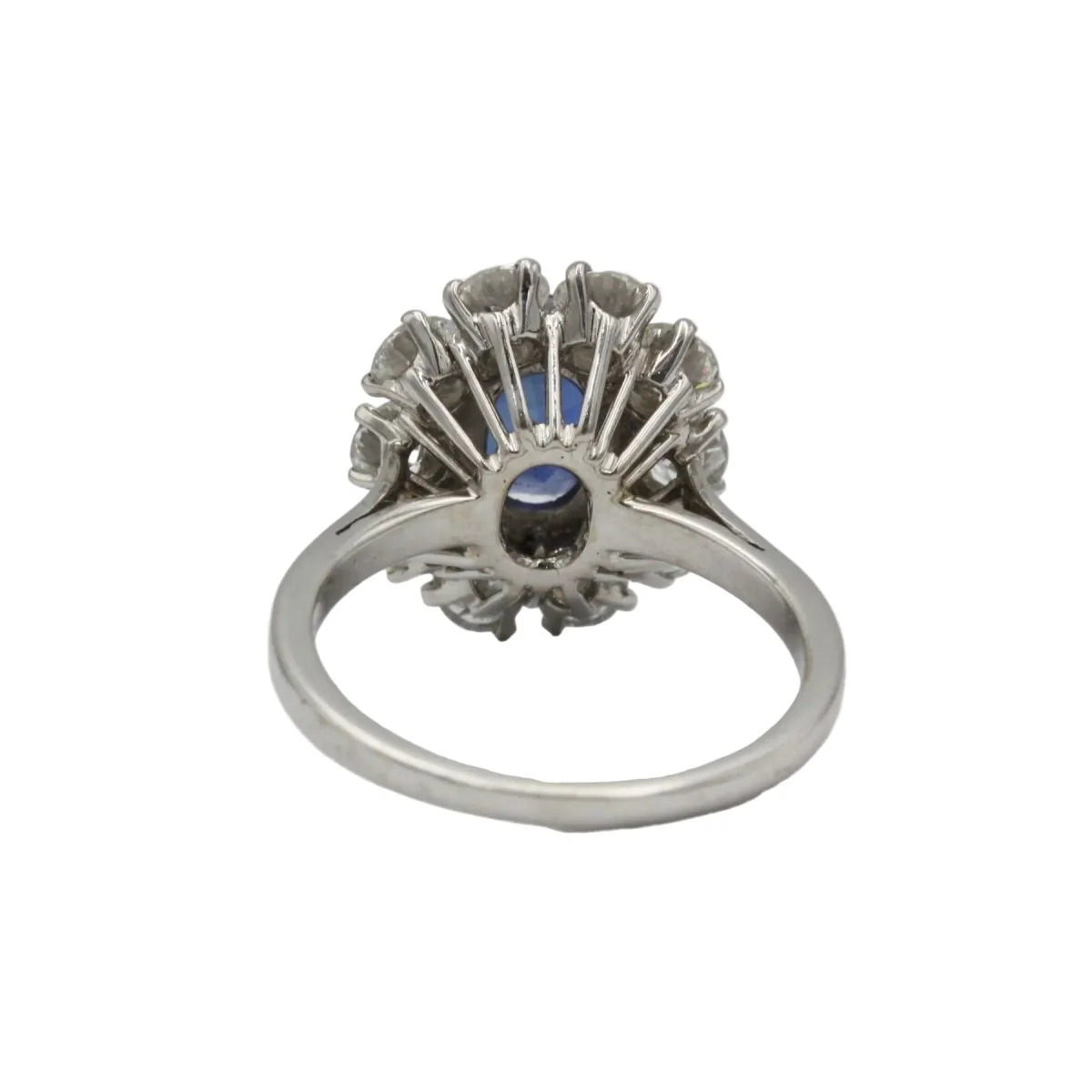 Bague Marguerite en or blanc, platine, saphir et diamants - Image 5