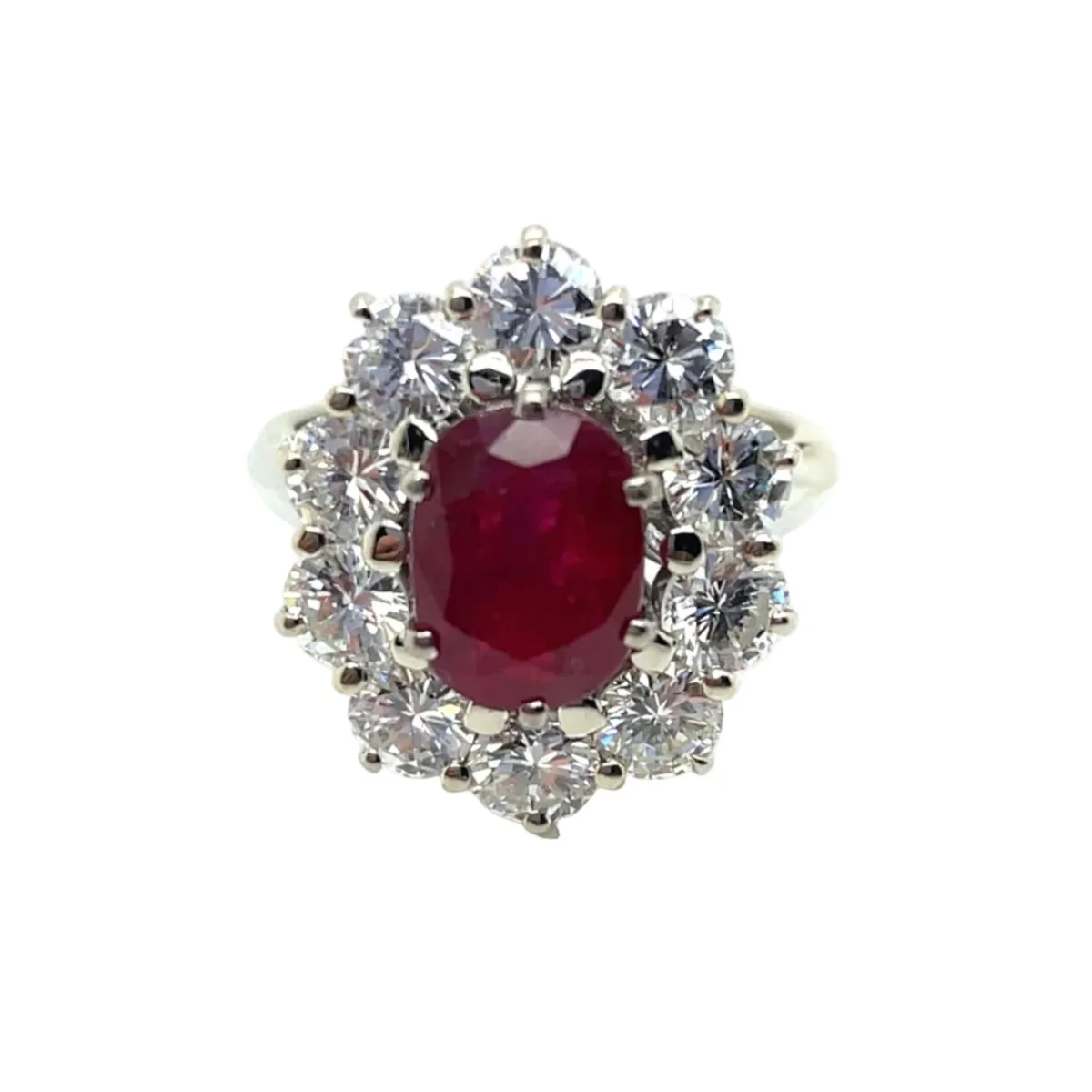 Bague Marguerite en or blanc, rubis et diamants - Image 5