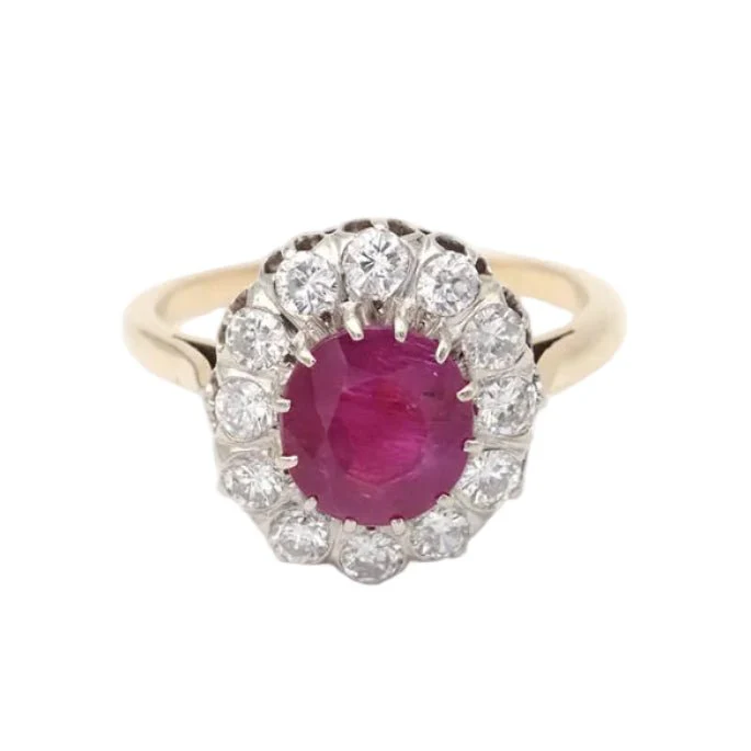Bague Marguerite en or blanc, rubis et diamants