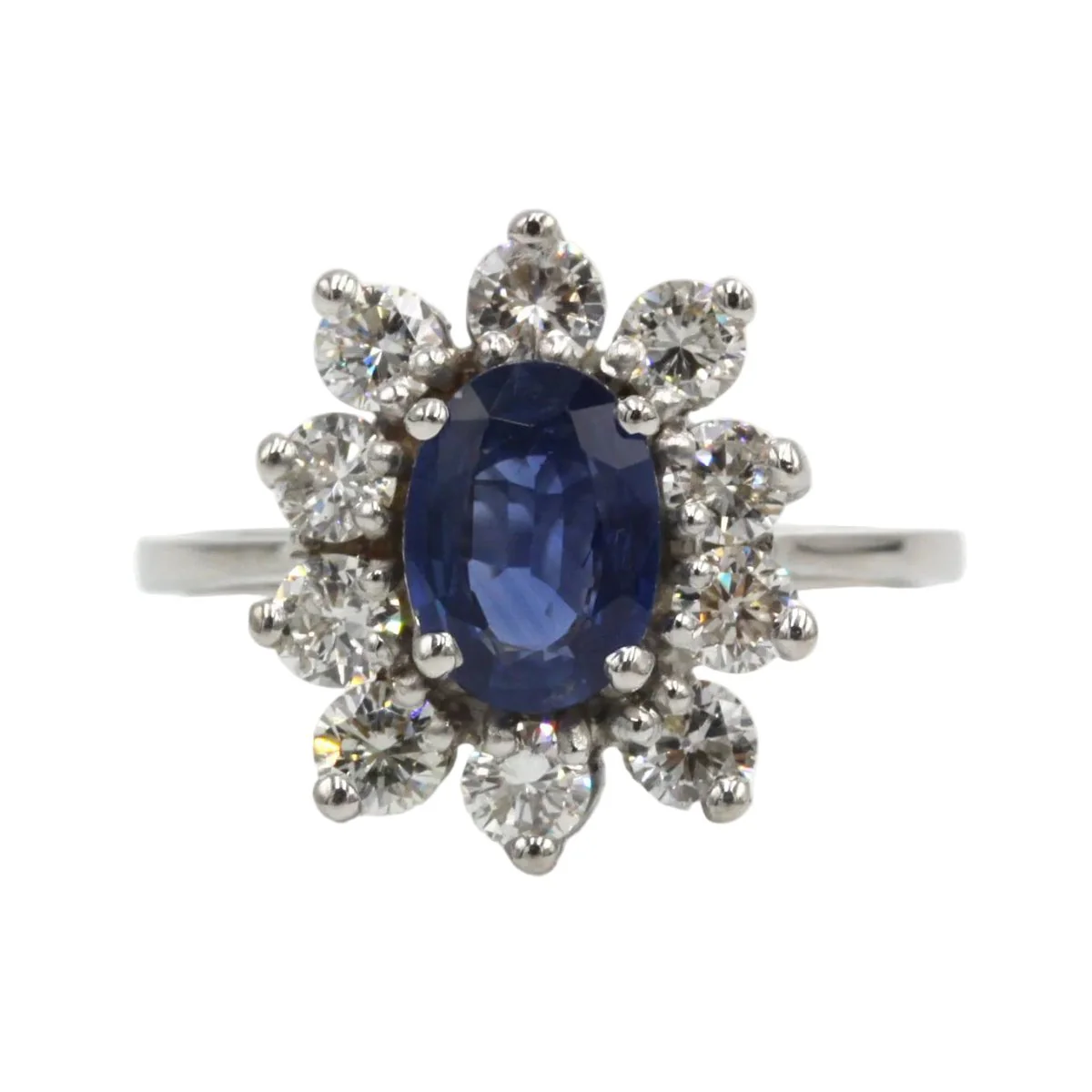 Bague Marguerite en or blanc, saphir et diamants
