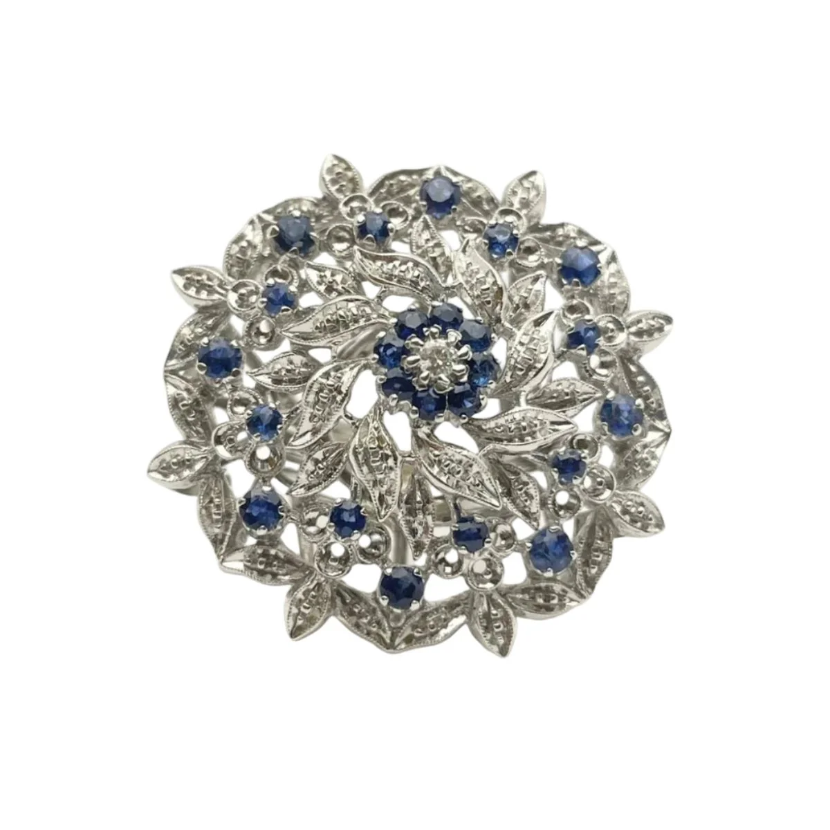 Bague Marguerite en or blanc, saphirs et diamants