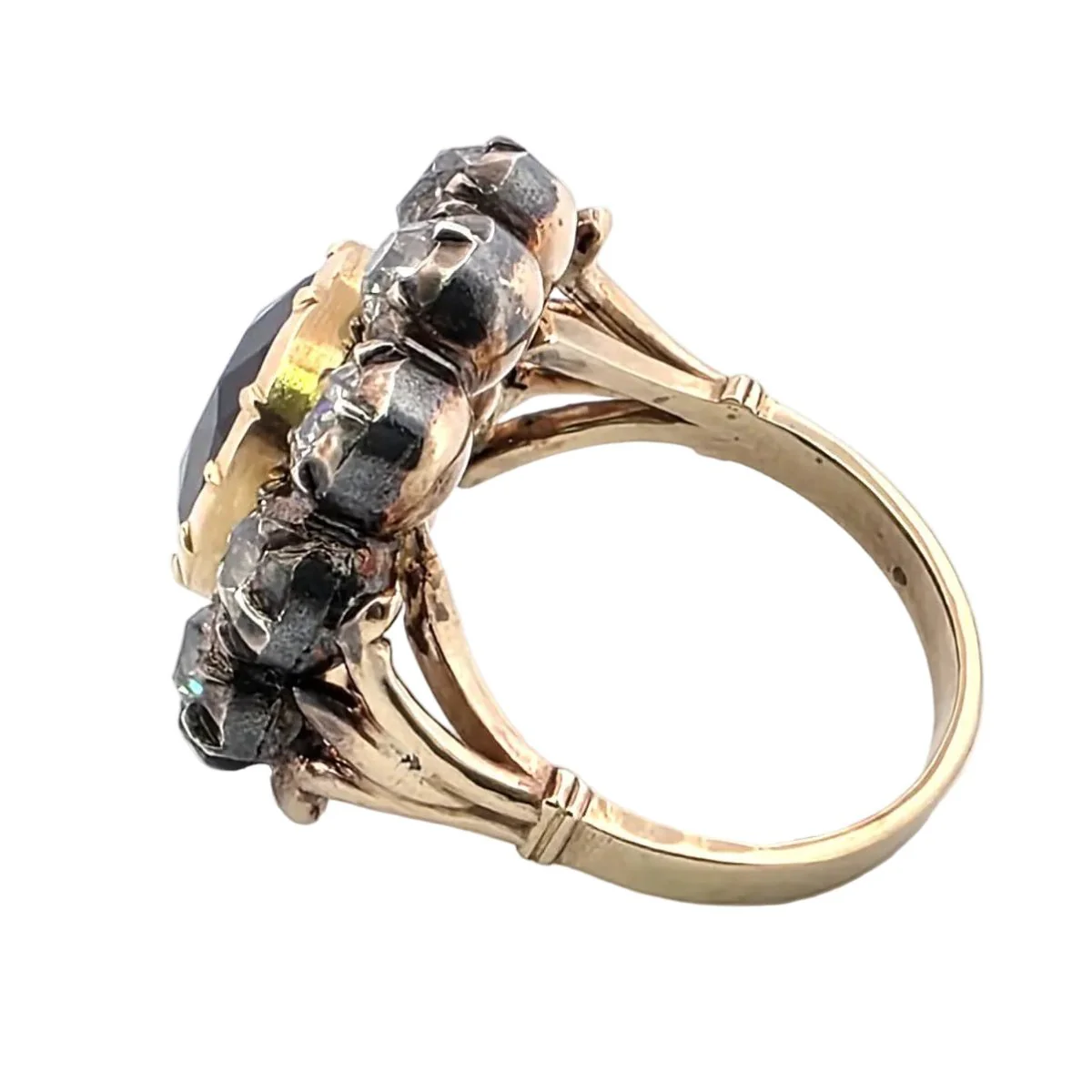 Bague Marguerite en or jaune, argent, saphir et diamants - Image 4