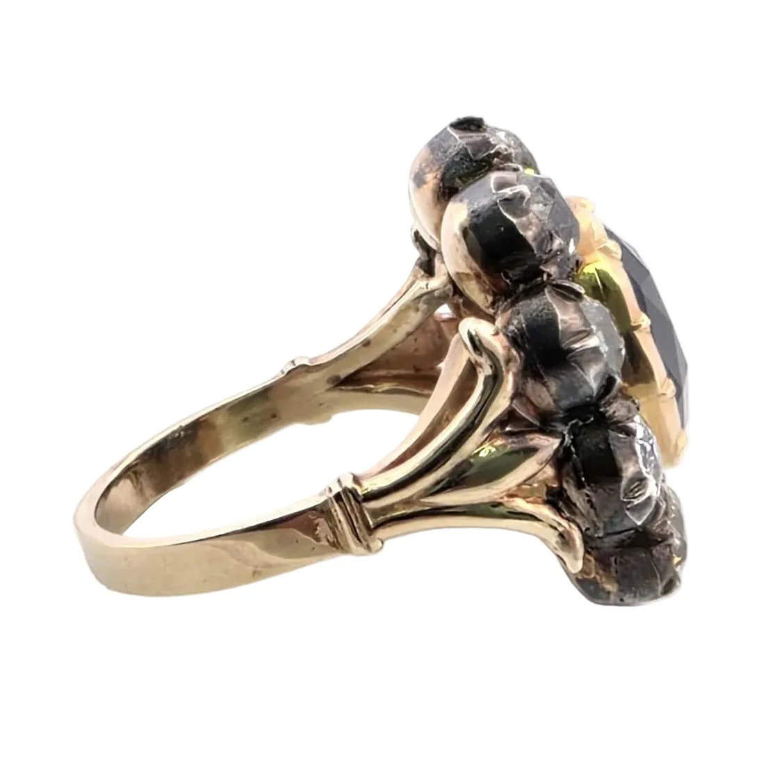 Bague Marguerite en or jaune, argent, saphir et diamants - Image 5