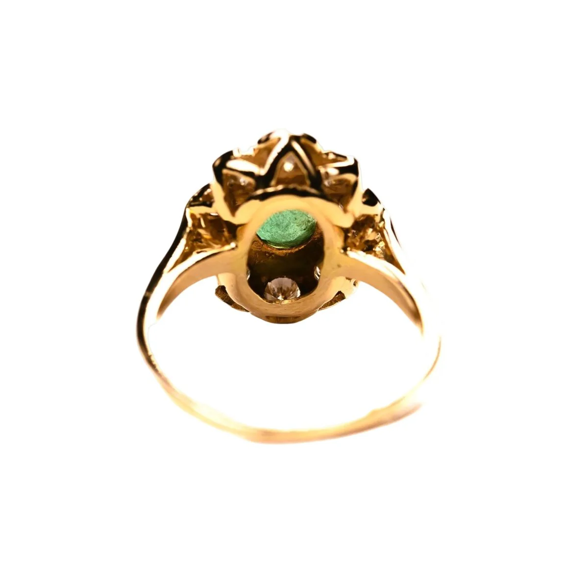 Bague Marguerite en or jaune, émeraude et diamants - Image 4