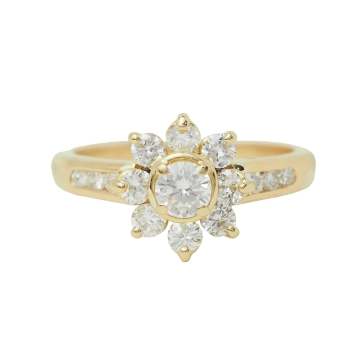 Bague marguerite en or jaune et diamants