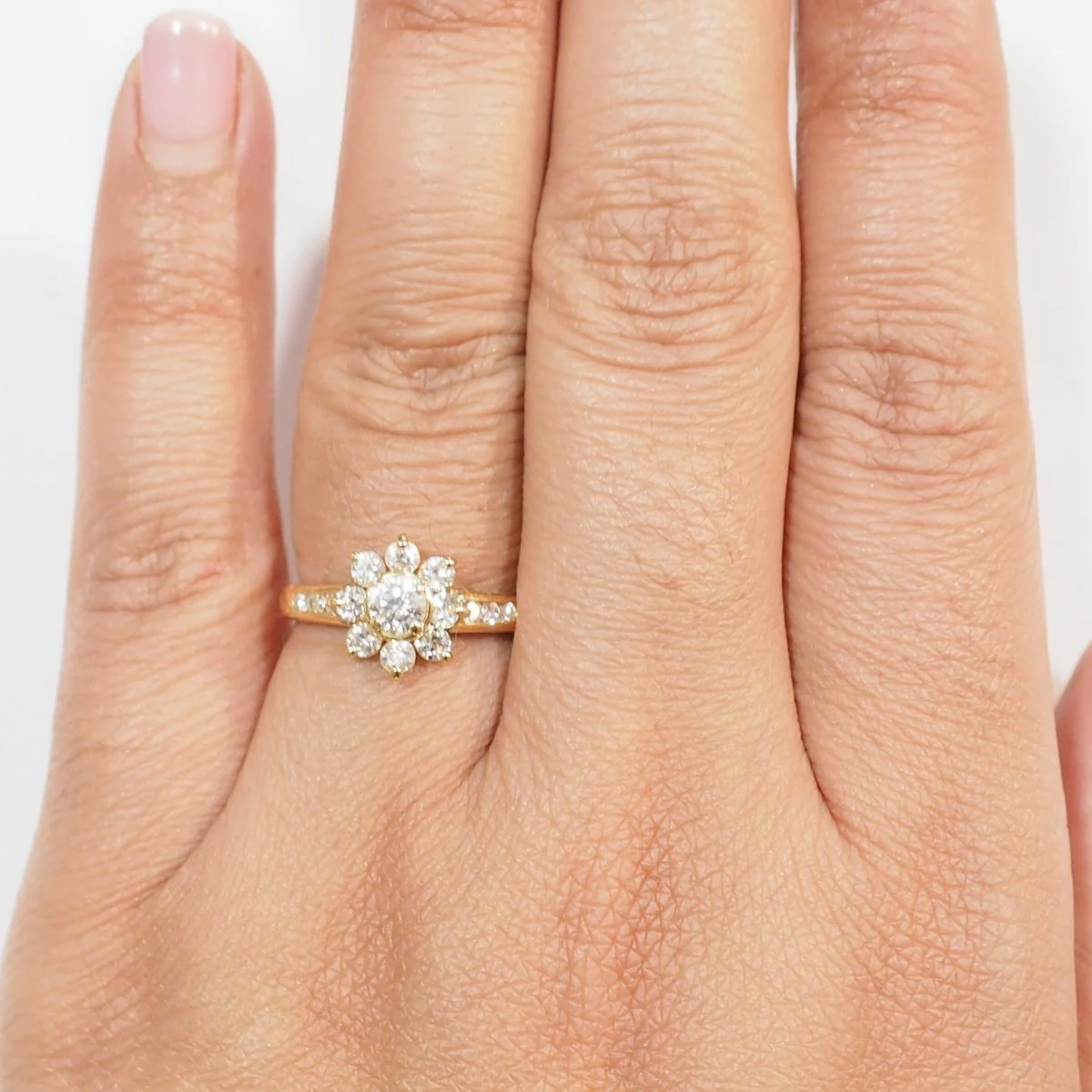 Bague marguerite en or jaune et diamants - Image 2