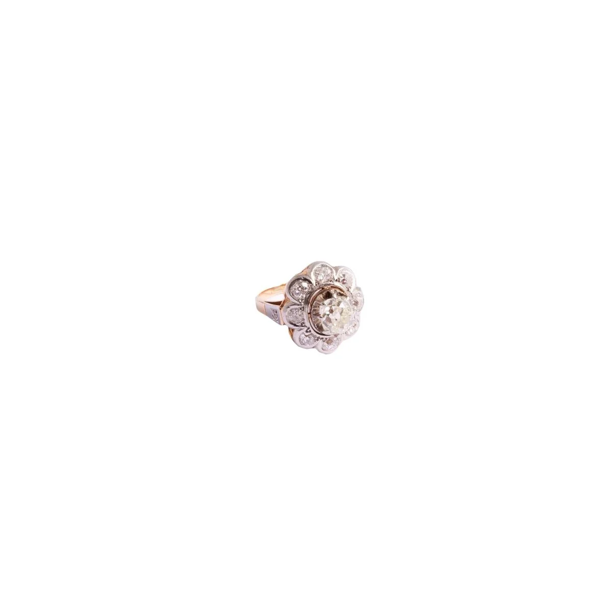 Bague Marguerite en or jaune et or blanc et en diamants - Image 2