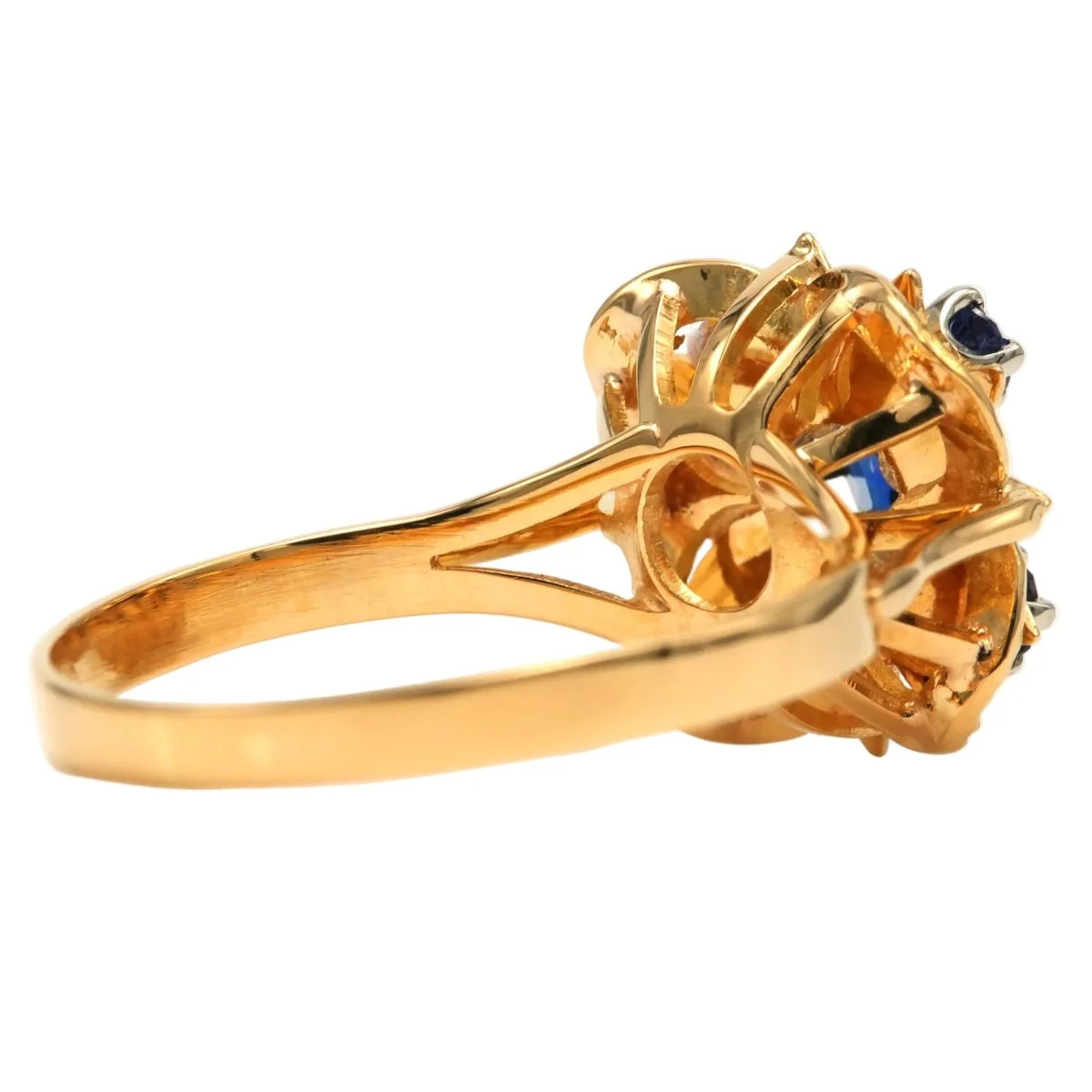 Bague Marguerite en or jaune et saphirs - Image 11