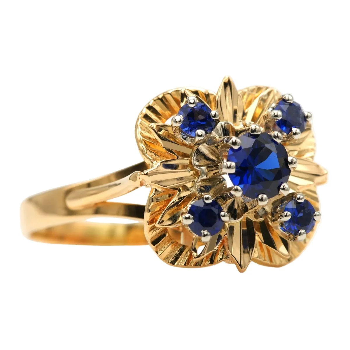 Bague Marguerite en or jaune et saphirs - Image 12