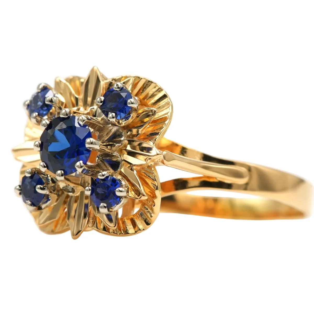 Bague Marguerite en or jaune et saphirs - Image 8
