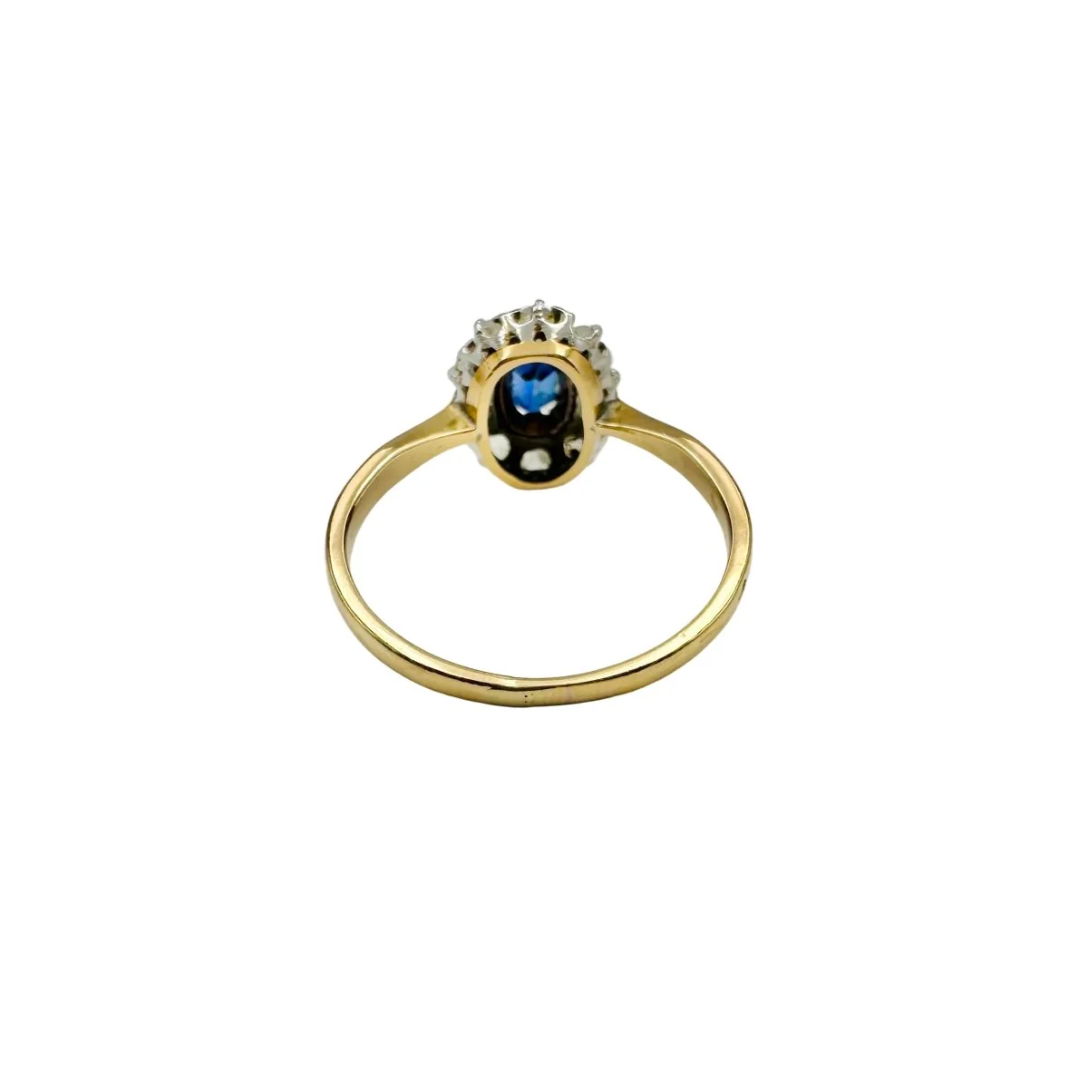 Bague Marguerite en or jaune, or blanc, saphir et diamants - Image 3