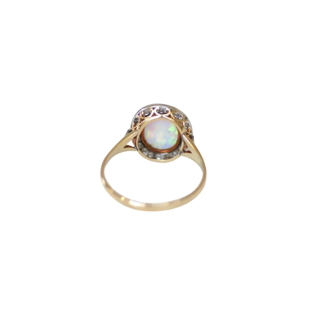 Bague Entourage en or jaune, platine, opale et diamants - Image 4