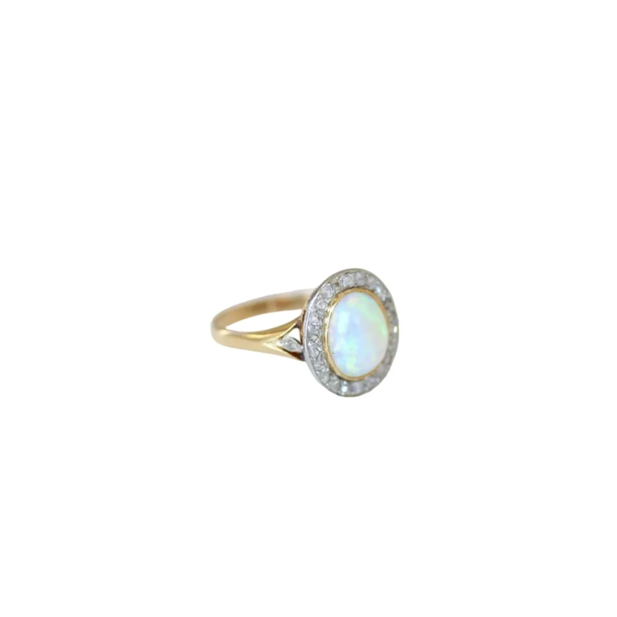 Bague Entourage en or jaune, platine, opale et diamants - Image 5