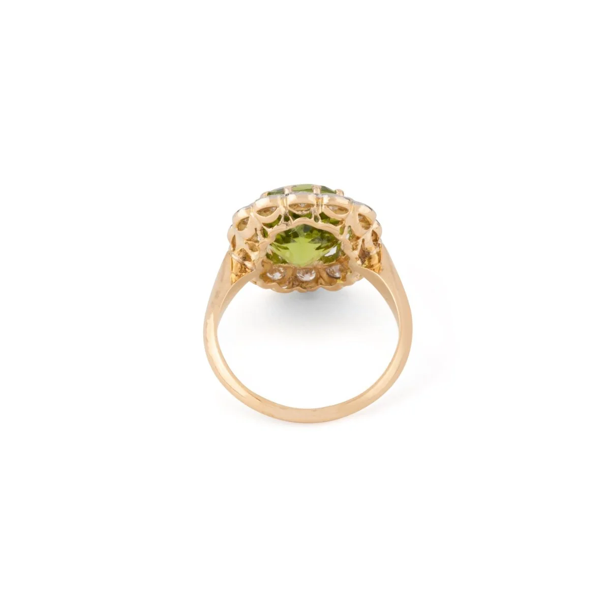 Bague Margueritte ornée d'un péridot, entouré de diamant - Image 6