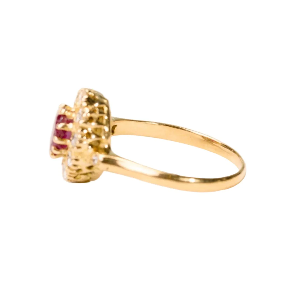 Bague Marguerite en or jaune, rubis et diamants - Image 3