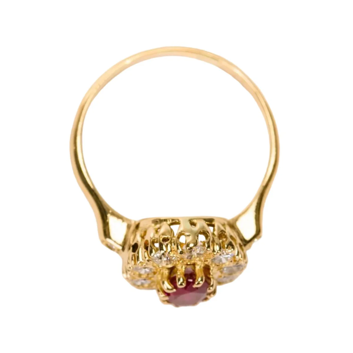 Bague Marguerite en or jaune, rubis et diamants - Image 5