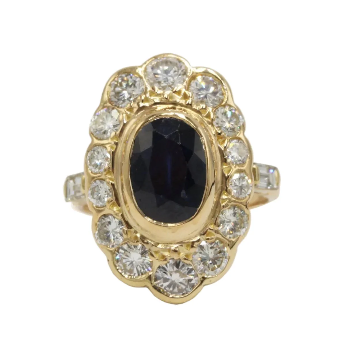 Bague Marguerite en or jaune, saphir et diamants